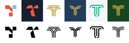 Set of letter T. Icon design. Template elements - Collection of vector sign
