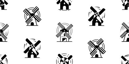 Seamless pattern with Windmill. Icon design. Template elementsのイラスト素材