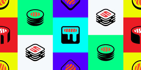Seamless pattern with Sushi. Icon design. Template elements