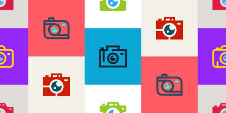 Seamless pattern with Camera. Icon design. Template elementsのイラスト素材