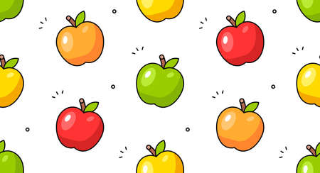 Apple seamless pattern. Vector hand drawn illustration