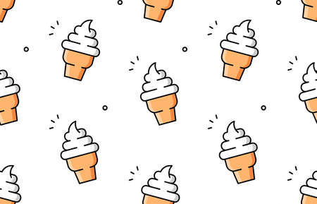 Ice cream seamless pattern. Vector hand drawn illustrationのイラスト素材