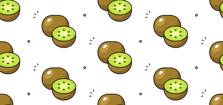 Kiwi seamless pattern. Vector hand drawn illustrationのイラスト素材