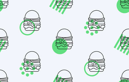 Hamburger seamless pattern. Vector hand drawn illustrationのイラスト素材