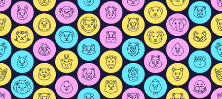 Seamless pattern with Animals icons. Animal icons set. Icon design. Template elements