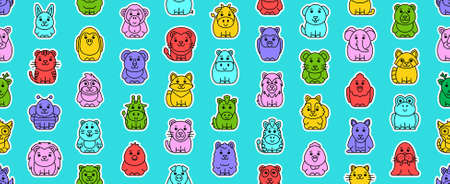 Seamless pattern with Animals icons. Animal icons set. Icon design. Template elements