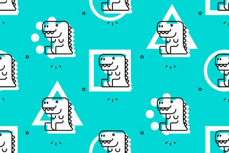 Seamless pattern with Dinosaurs. Icon design. Template elementsのイラスト素材