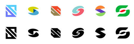 Abstract logos collection with letter S. Geometric abstract logos. Icon designのイラスト素材