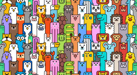 Seamless pattern with Animals icons. Animal icons set. Icon design. Template elementsのイラスト素材