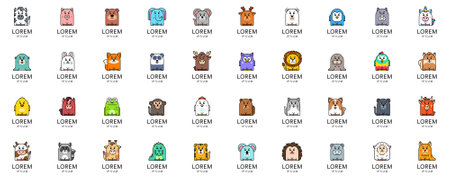Animals logos collection. Animal logo set. Icon designのイラスト素材