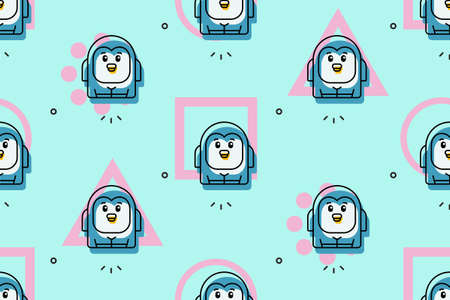 Seamless pattern with Penguins. Icon design. Template elementsのイラスト素材