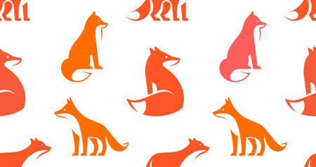 Seamless pattern with Fox logo. isolated on white backgroundのイラスト素材