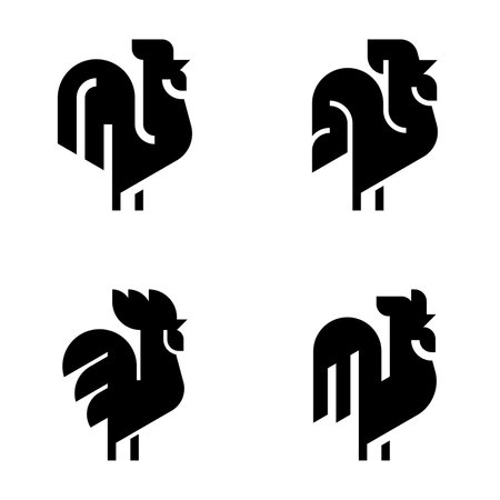 Set of Rooster, Rooster Logo. Icon design. Template elementsのイラスト素材
