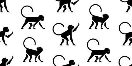 Seamless pattern with Monkeys. isolated on white backgroundのイラスト素材