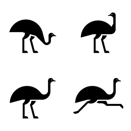 Set of Ostrich, Ostrich Logo. Icon design. Template elementsのイラスト素材