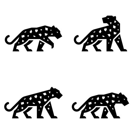Set of Leopard, Leopard Logo. Icon design. Template elementsのイラスト素材