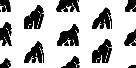 Seamless pattern with Gorillas. isolated on white background