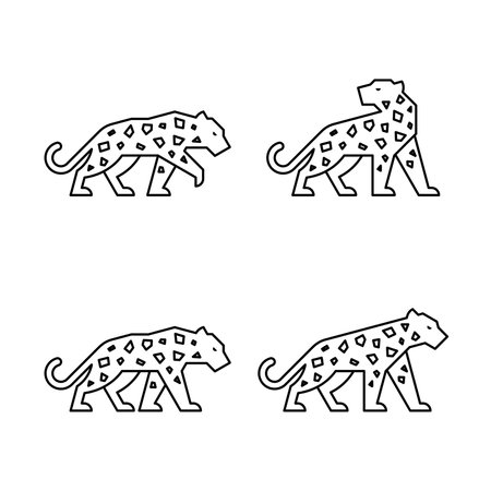 Set of Leopard, Leopard Logo. Icon design. Template elementsのイラスト素材