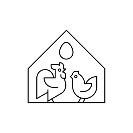Farm animals logo Rooster and chicken. Icon design. Template elementsのイラスト素材
