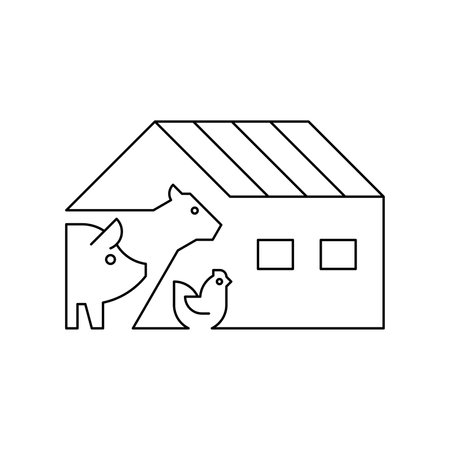 Farm animals logo cow, pig and chicken. Icon design. Template elementsのイラスト素材