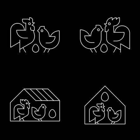 Set of Farm animals logo Rooster and chicken. Icon design. Template elementsのイラスト素材
