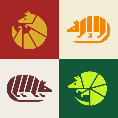 Set of Armadillo Logo. Icon design. Template elementsのイラスト素材