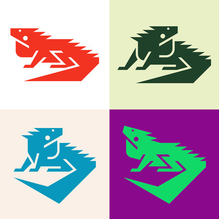Set of Iguana Logo. Icon design. Template elementsのイラスト素材