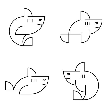 Set of Shark Logo. Icon design. Template elementsのイラスト素材