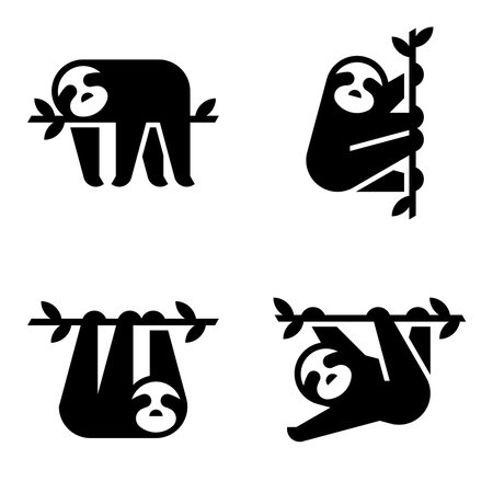Set of Sloth Logo. Icon design. Template elementsのイラスト素材