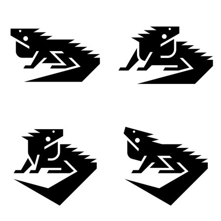 Set of Iguana Logo. Icon design. Template elementsのイラスト素材