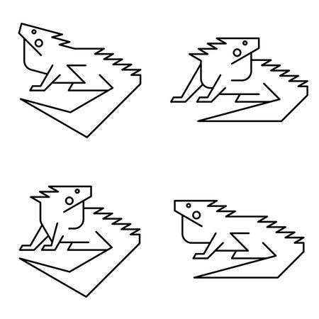 Set of Iguana Logo. Icon design. Template elementsのイラスト素材