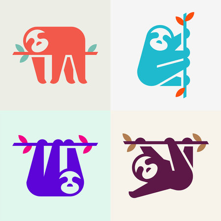 Set of Sloth Logo. Icon design. Template elementsのイラスト素材