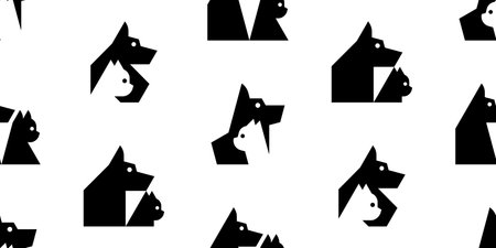 Seamless pattern with Dog and cat logo. isolated on white backgroundのイラスト素材