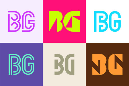Set of letter BG logos. Abstract logos collection with letters. Geometrical abstract logosのイラスト素材