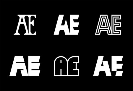 Set of letter AE logos. Abstract logos collection with letters. Geometrical abstract logos