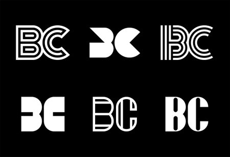 Set of letter BC logos. Abstract logos collection with letters. Geometrical abstract logosのイラスト素材