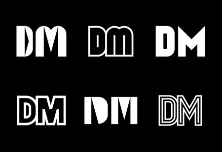 Set of letter DM logos. Abstract logos collection with letters. Geometrical abstract logosのイラスト素材