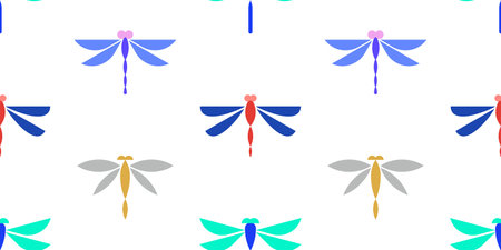 Seamless pattern with Dragonflys. isolated on white backgroundのイラスト素材