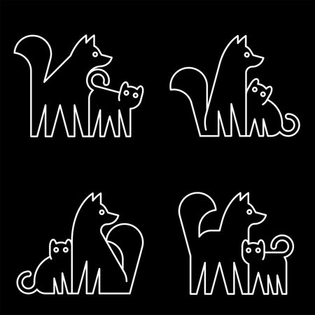 Set of Dog and cat logo. Icon design. Template elementsのイラスト素材