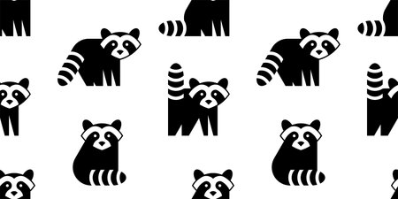 Seamless pattern with Raccoons. isolated on white backgroundのイラスト素材