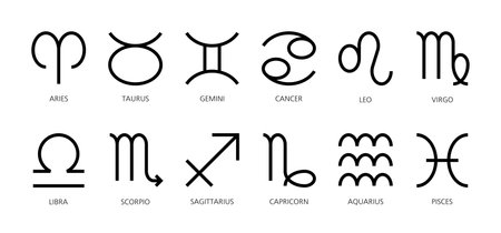 Astrological zodiac signs. Horoscope zodiac signs. Icon designのイラスト素材
