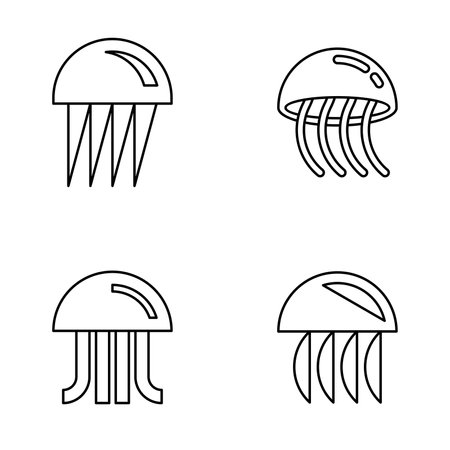 Set of Jellyfish logo. Icon design. Template elementsのイラスト素材