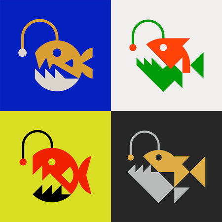 Set of Anglerfish logo. Icon design. Template elementsのイラスト素材
