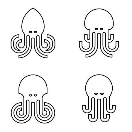 Set of Octopus logo. Icon design. Template elementsのイラスト素材