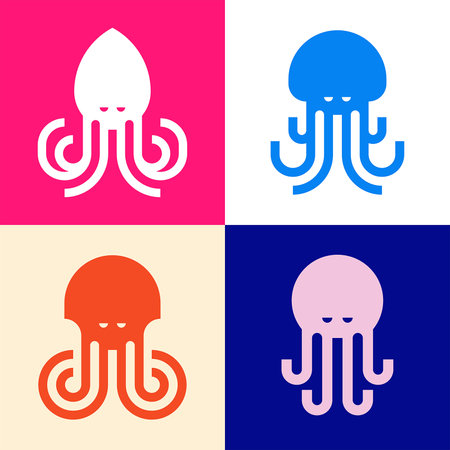 Set of Octopus logo. Icon design. Template elementsのイラスト素材
