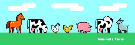 Farm Animals silhouettes. Icon design. Template elementsのイラスト素材