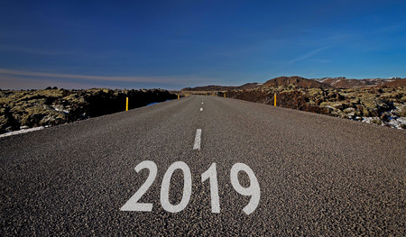 Traditional empty, quiet, calm, clean, beautiful, spectacular roads of Iceland amid fairy-tale landscapes. The Ring Road Route 1 of Iceland. Road to the 2019の写真素材