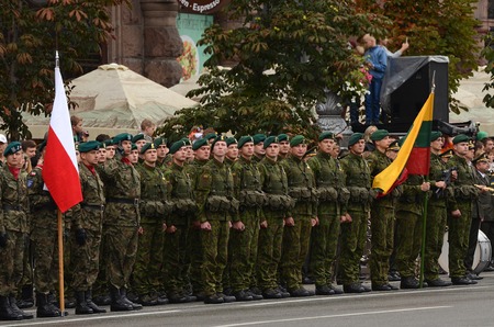 The parade in the centre Kiev on the day of independence of Ukraine on August 24, 2016のeditorial素材