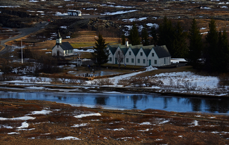 Thingvellir, a site of historical and cultural national park in southwestern Iceland, boundary between the North American tectonic plate and the Eurasianの写真素材