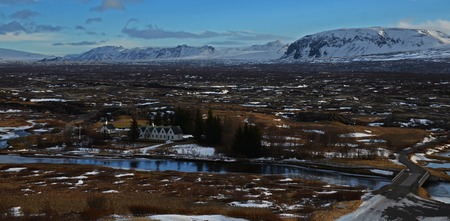 Thingvellir, a site of historical and cultural national park in southwestern Iceland, boundary between the North American tectonic plate and the Eurasianの写真素材